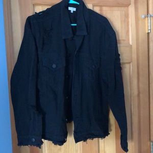 Black ripped denim jacket